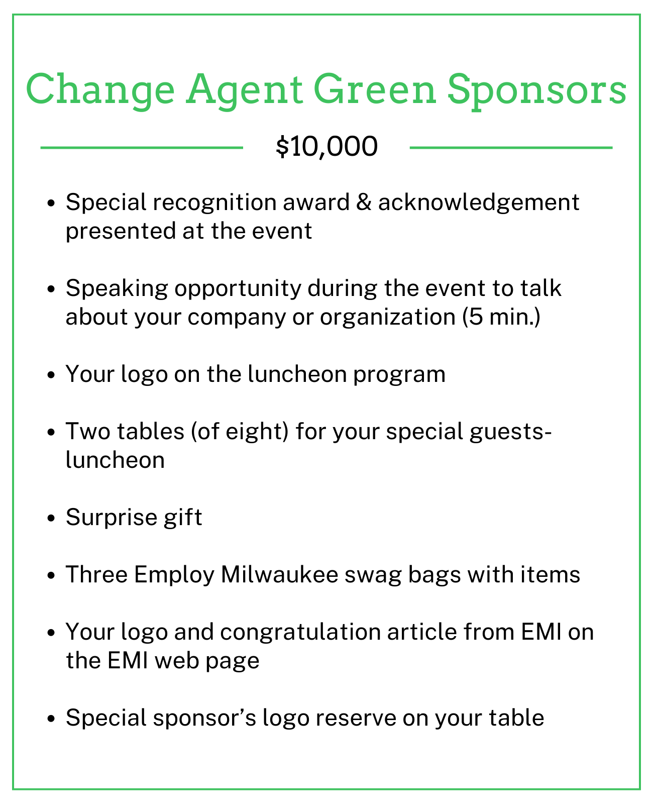 Change Agent Green Sponsors